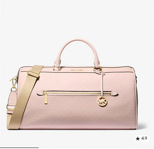 Michael Kors Bedford Extra-Large Logo Stripe Weekender Duffel Bag – Powder Blush