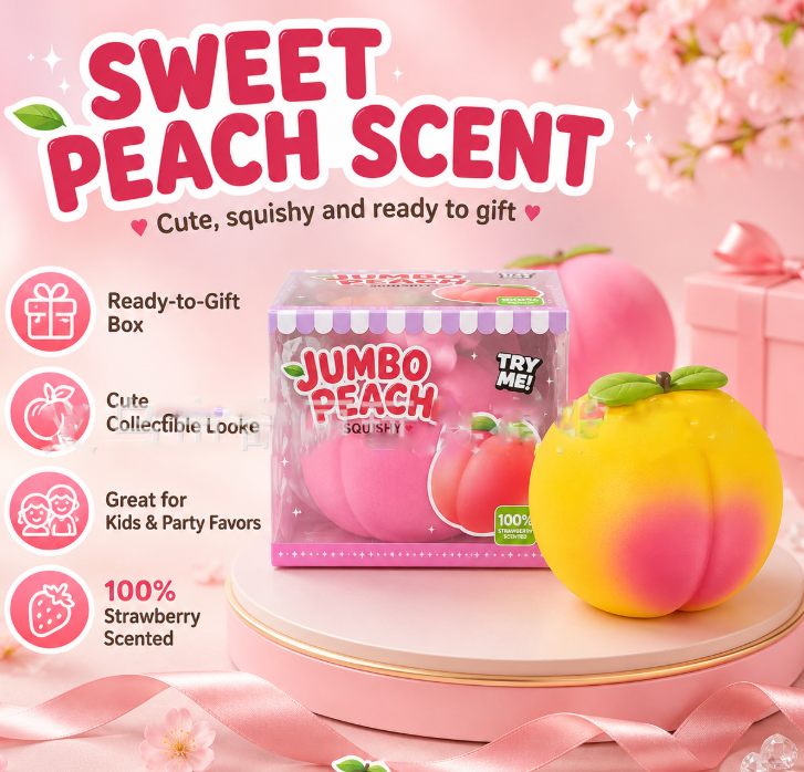 Jumbo Peach 6" Scented Squishy Squeeze Sensory Fidget Toy