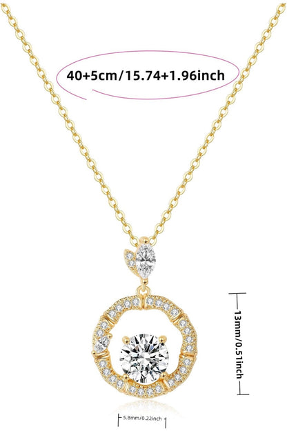 Circle Pendant Necklace - S925 Sterling Silver 18K Gold Plated with 5A Cubic Zirconia