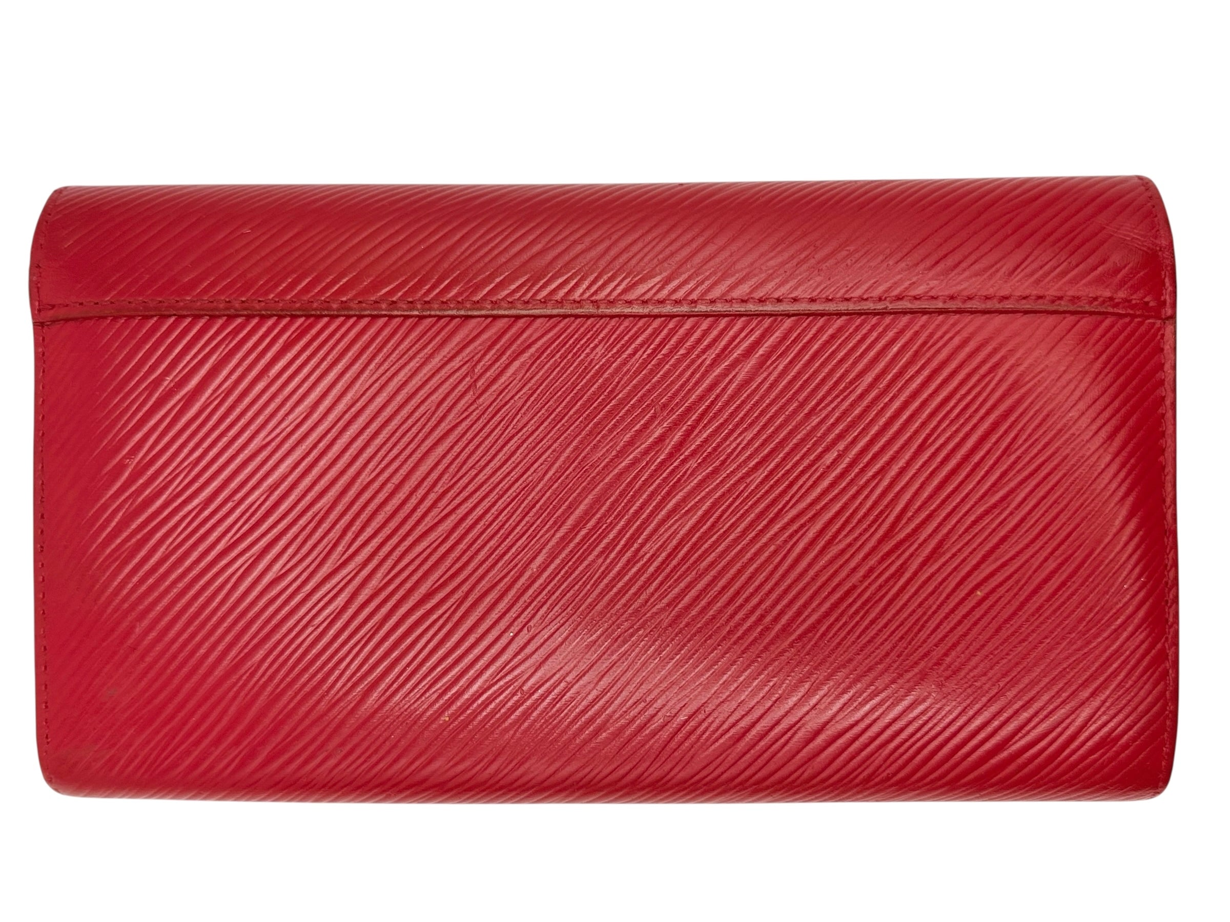 Authentic Louis Vuitton Twist Epi Leather Coquelicot Red Silver Hardware WOC Wallet on Chain