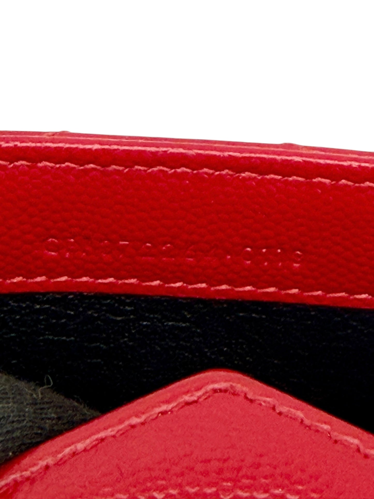 Yves Saint Laurent Monogram Envelope Chain Wallet Crossbody in Red Grain de Poudre Leather with Gold Hardware