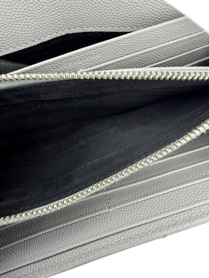 Yves Saint Laurent YSL Cassandre Matelassé Envelope Chain Wallet in Fog (Light Grey) Grain de Poudre Leather with Silver Hardware - AUTHENTIC