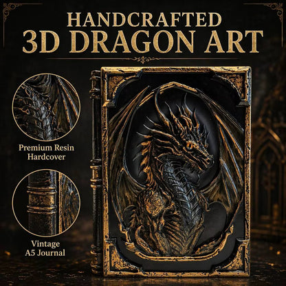 3D Dragon Eye Resin Journal – Handmade Gothic Embossed A5 Notebook, Blank Vintage Fantasy Diary & RPG Spellbook