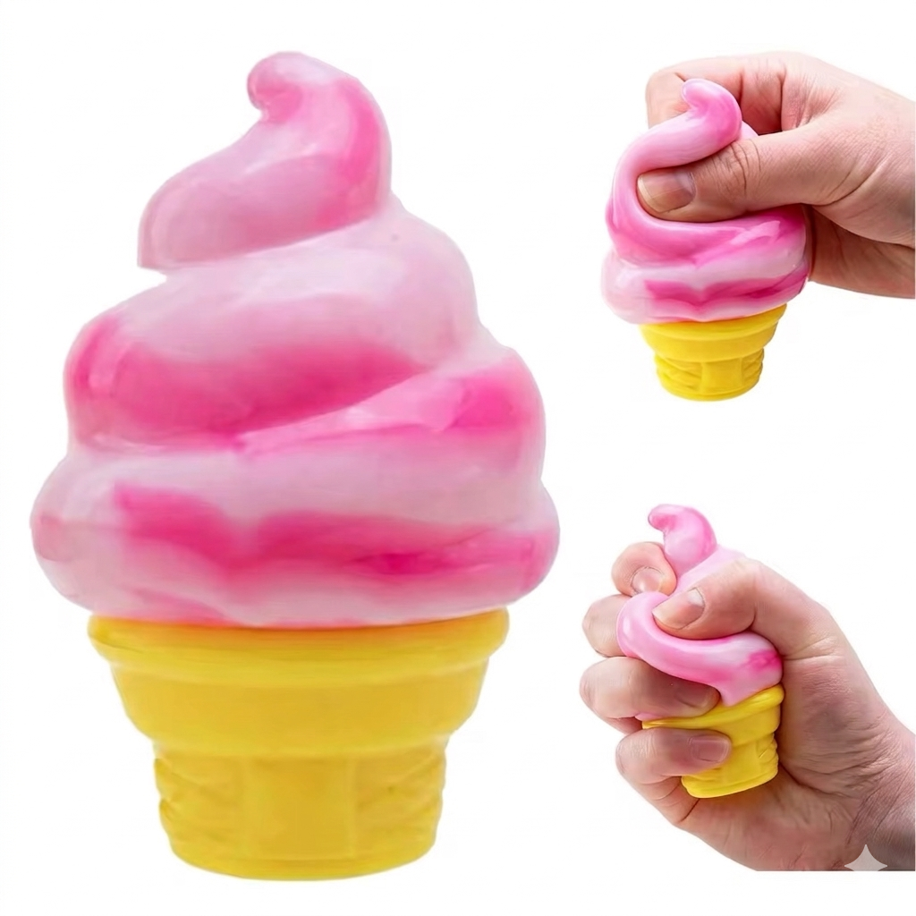 Ice Cream Cone Squeeze Toy, Slow Rising Sensory Fidget Toy for Stress & Anxiety Relief