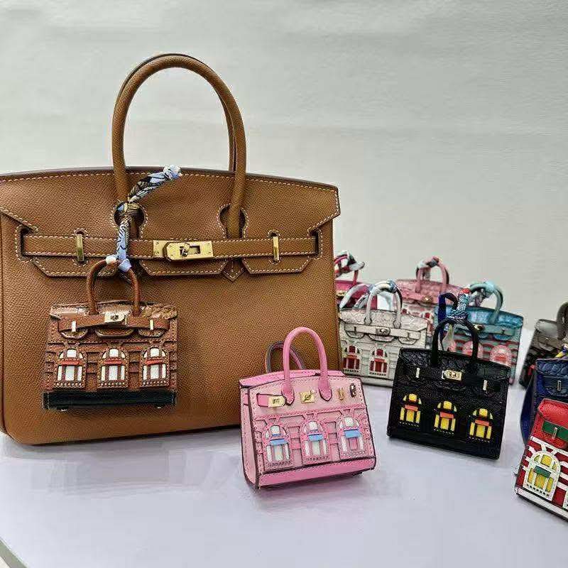 Luxury Boutique Series: Mini "Faubourg" Leather Handbag Charms | Micro-Bag Keychain & Bag Accessory