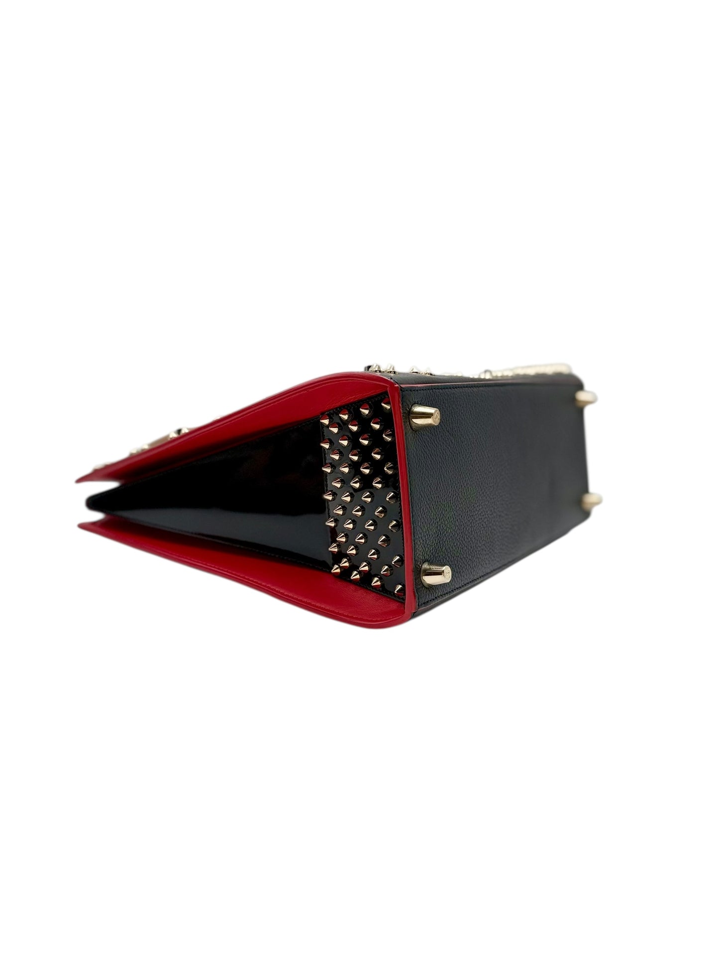 Christian Louboutin Paloma Medium Tote Bag - Black Grainy Leather with Spikes, Iconic
