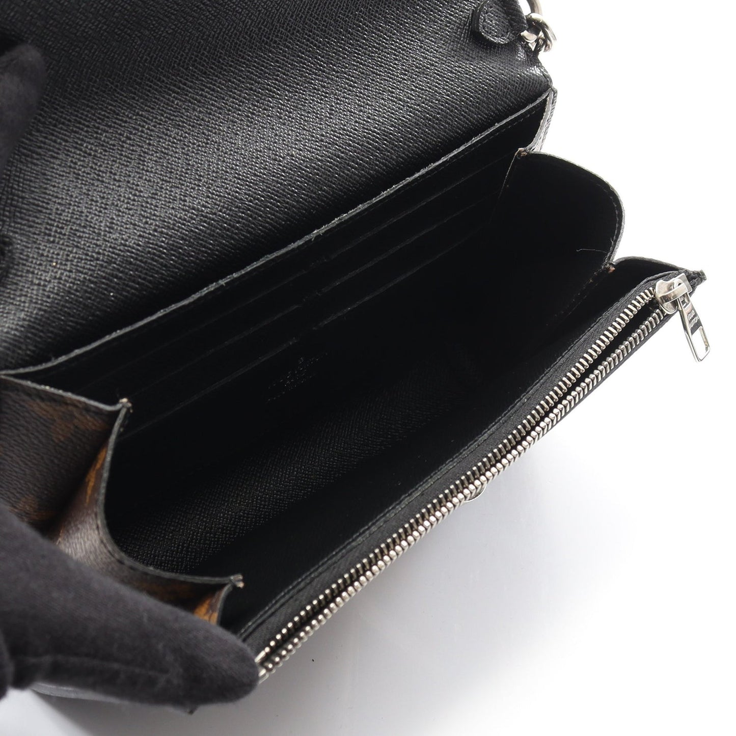 Louis Vuitton Twist Chain Wallet – Monogram & Black Leather with Painted Stripes - Authentic, Pre Loved
