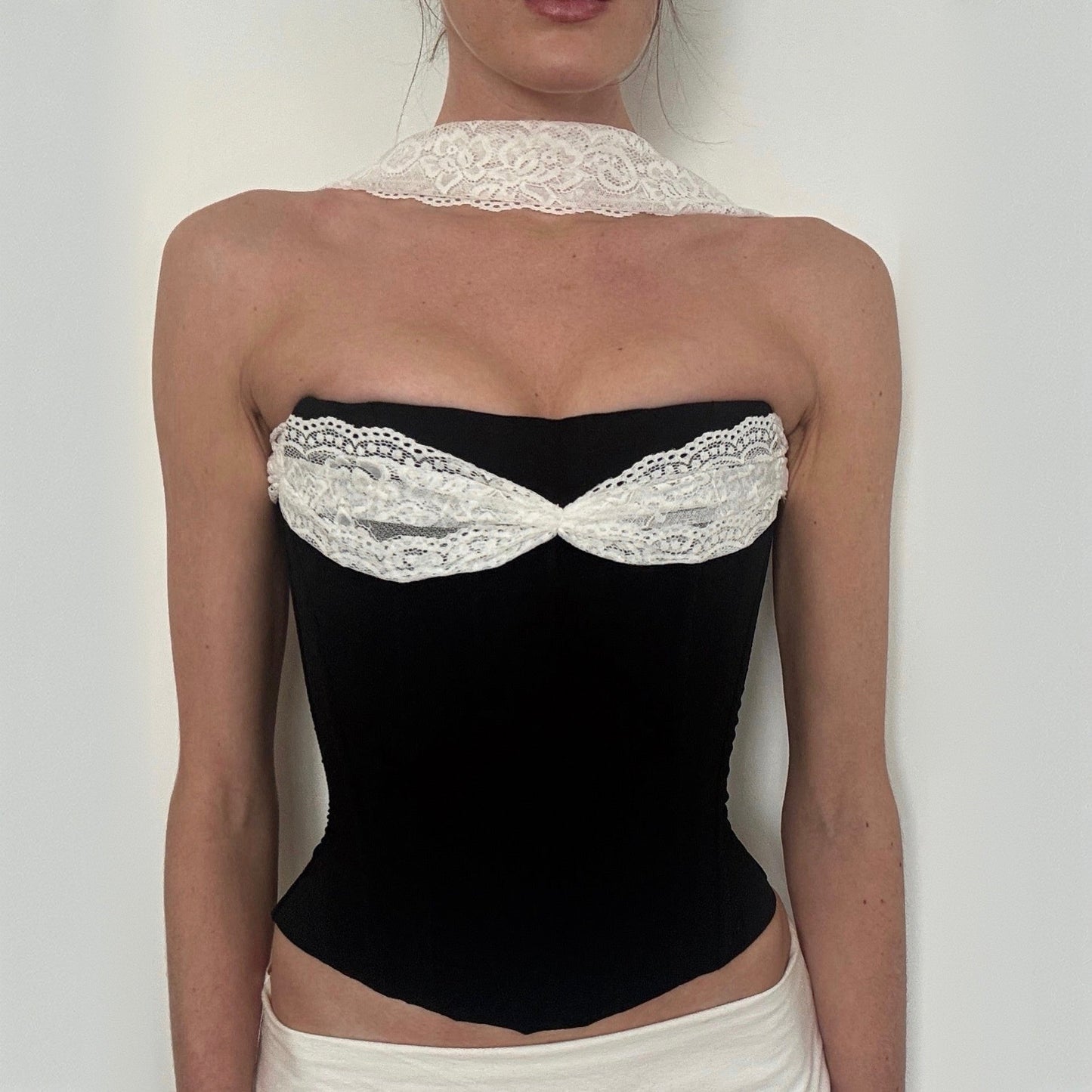 Call Back Black Lace Halter Top
