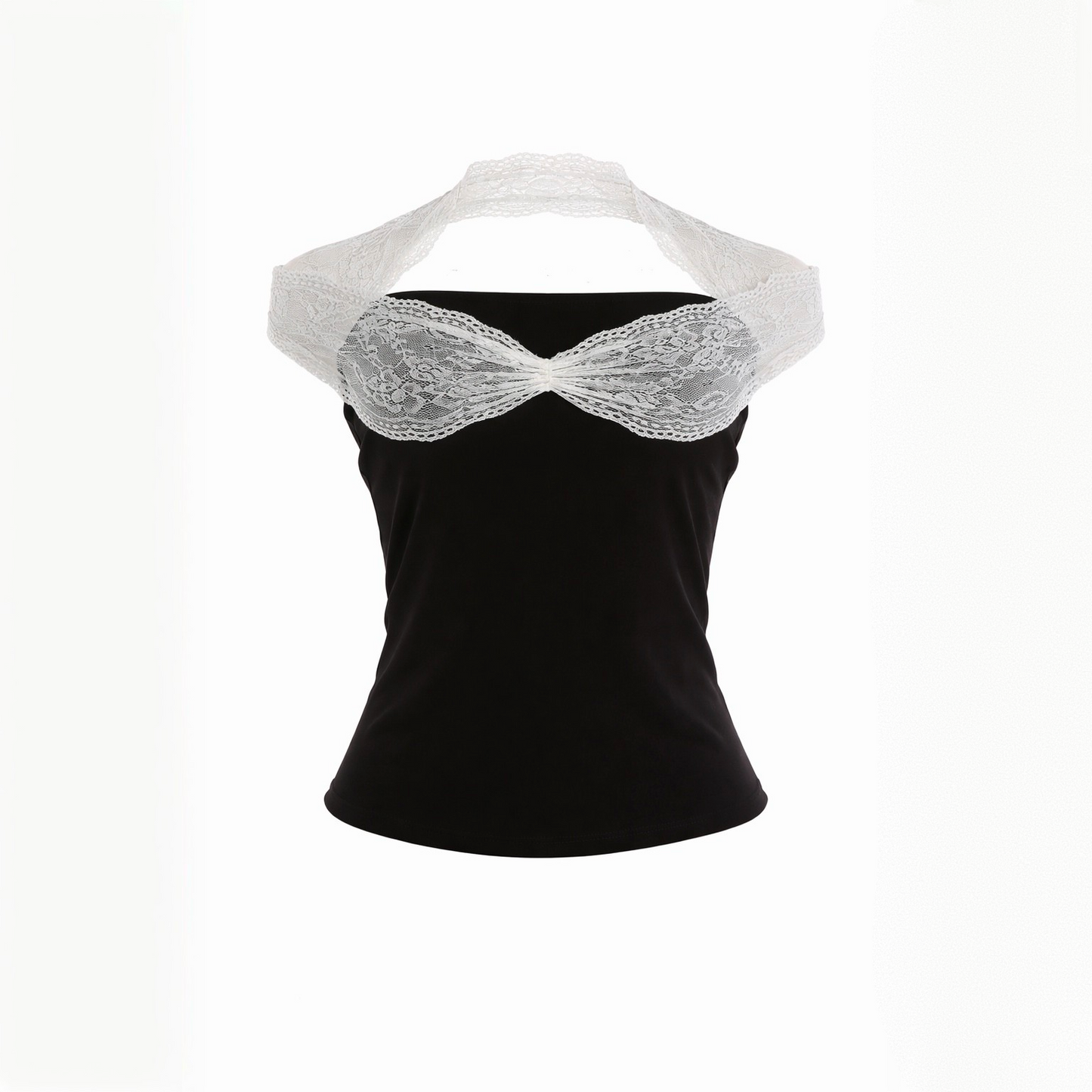 Call Back Black Lace Halter Top