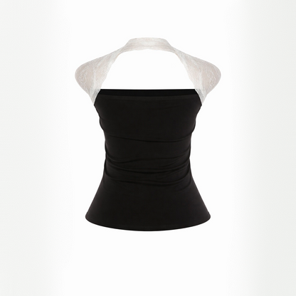Call Back Black Lace Halter Top