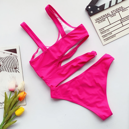 Candy Crush Asymmetrical Hot Pink Swimsuit