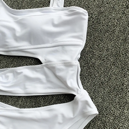 Candy Crush White Asymmetrical Swimsuit
