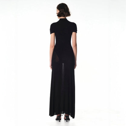 Caroline Baby-Soft Knit Pearl Button Maxi Dress with Built-In Bodysuit