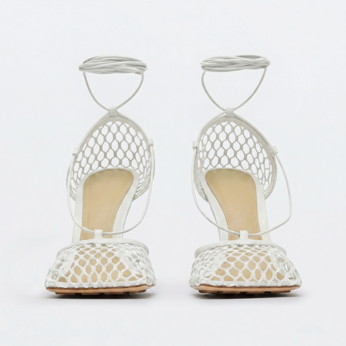 Controversial Square Toe Mesh White Sandals