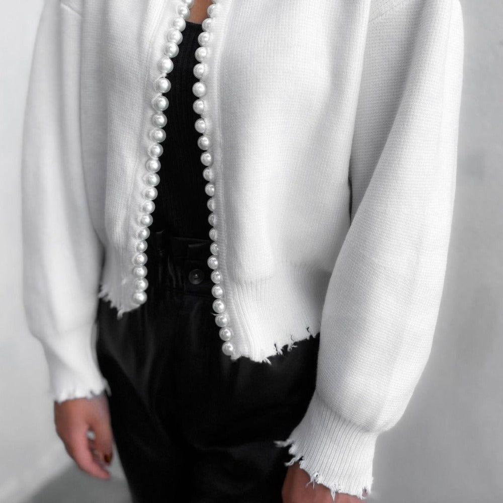 Crave Pearl White Knit Cardigan