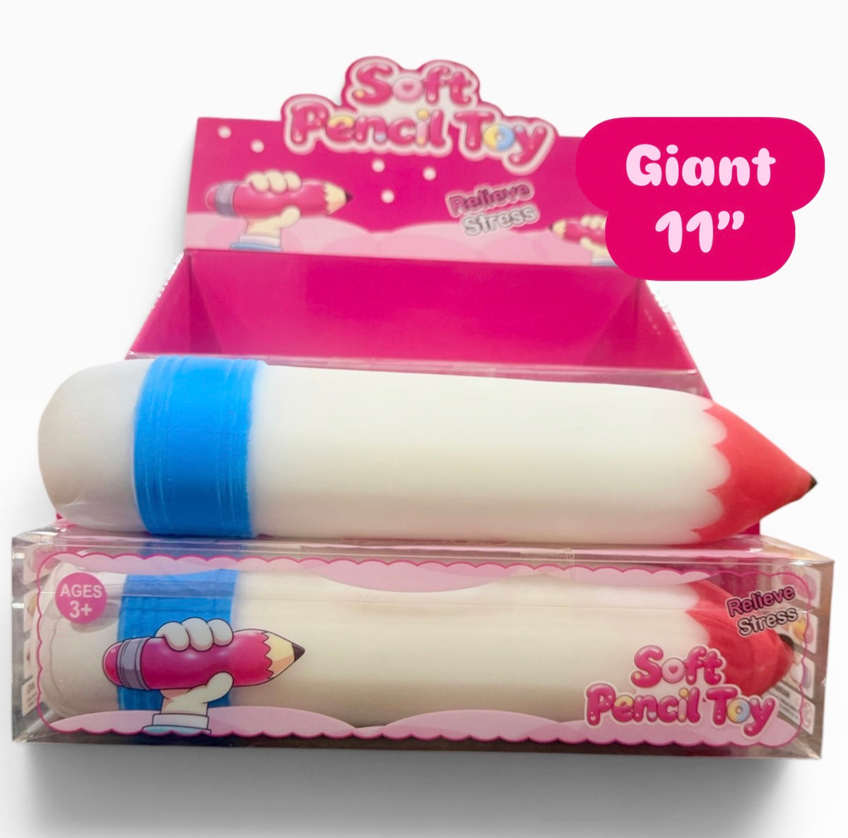 Jumbo Squishy Pencil Toy 28cm 11” – Super Soft, Stretchy Fidget Toy