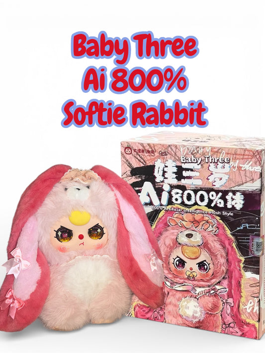 Baby Three Ai 800% Pink Softie Rabbit Plush - Various Eye Styles, Expressions & Accessories
