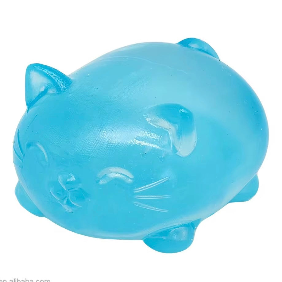 Cute Kitty Cat Maltose Sugar Squishy Toy Translucent Jelly Squeeze Stress Reliever Slow Rising Kawaii Cat Healing Vent Toy for Kids & Adults