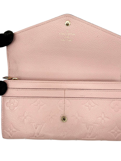 Louis Vuitton Rose Poudre Empreinte Sarah Wallet NM with Chain