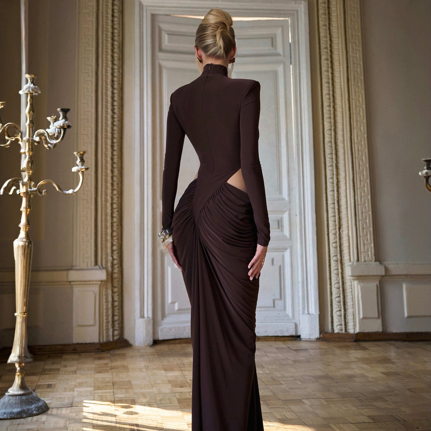 Date Brown Sculpt Maxi Dress