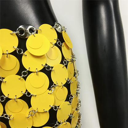 Date Me Now Yellow Sequin Mini Skirt