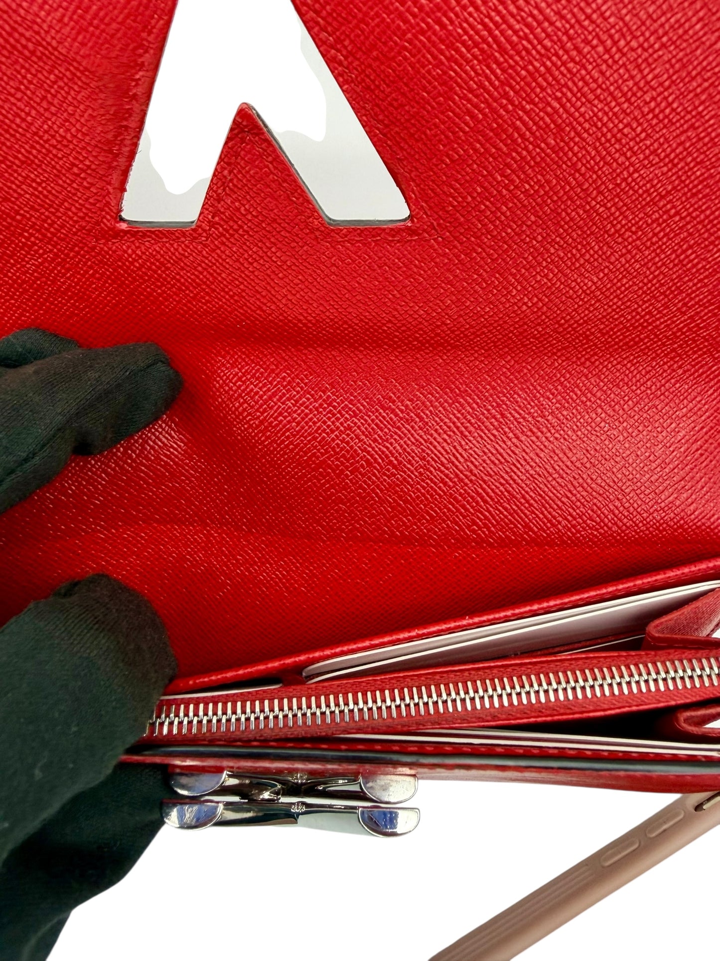 Authentic Louis Vuitton Twist Epi Leather Coquelicot Red Silver Hardware WOC Wallet on Chain