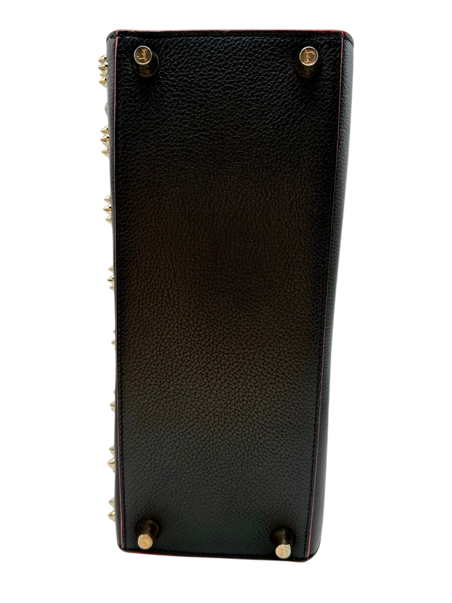 Christian Louboutin Paloma Medium Tote Bag - Black Grainy Leather with Spikes, Iconic