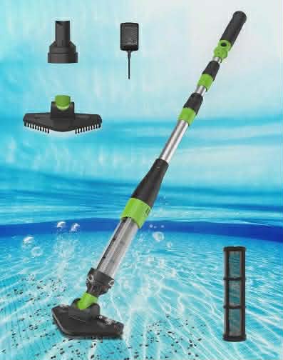 Rechargeable Cordless Pool Vacuum – Handheld Underwater Cleaner with 90-Min Runtime, Telescopic Pole