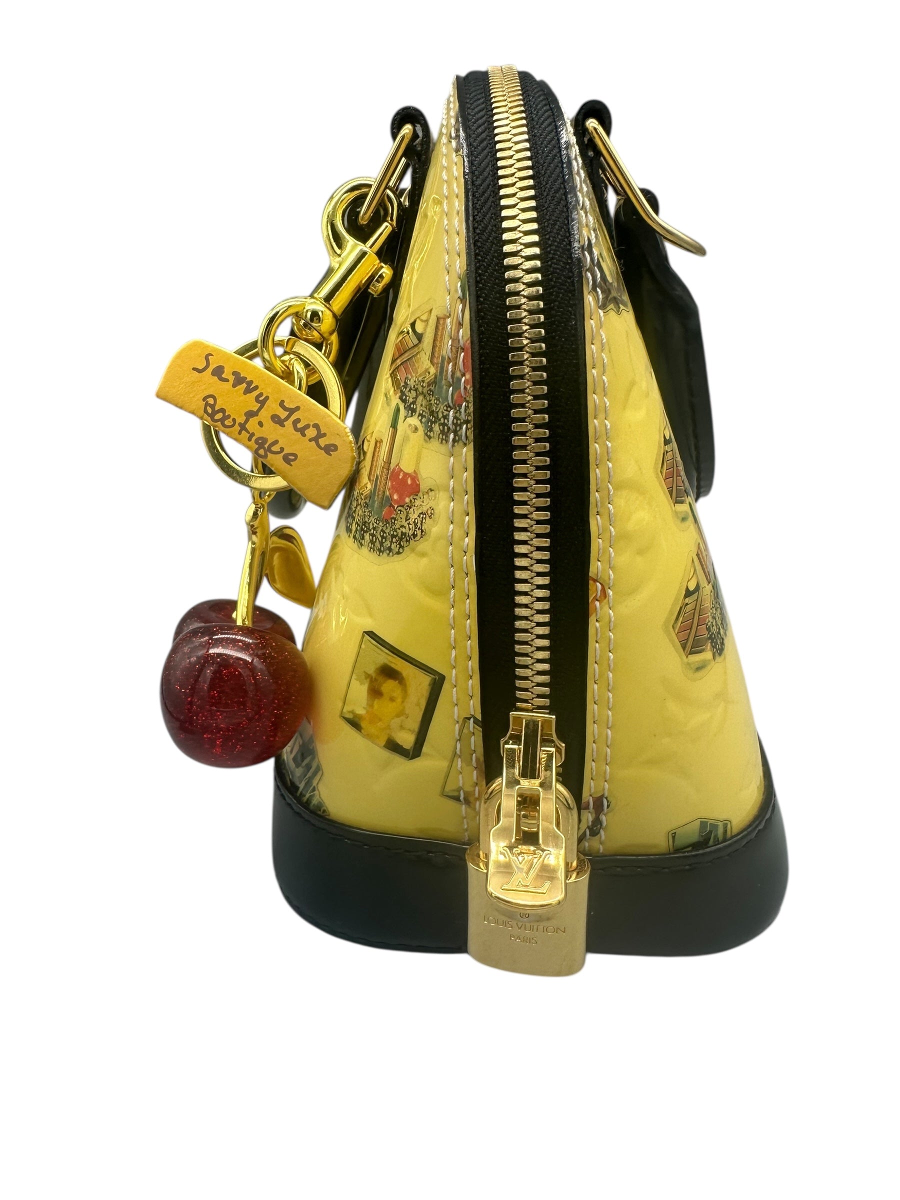 Authentic Louis Vuitton x Richard Prince Limited Edition Alma BB - Monogram Vernis Pulp "Big Cities" Citrine