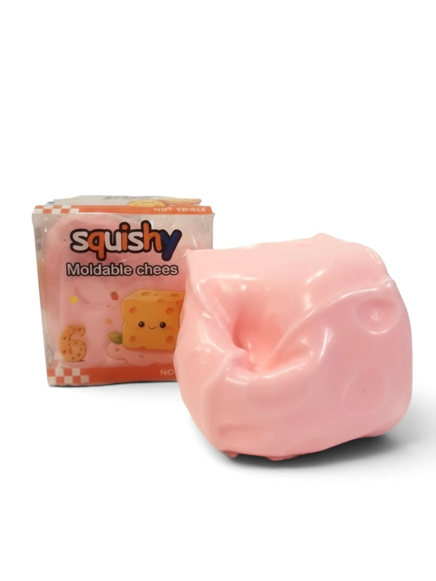 Vaseline-Filled Cheese Squishy Toy, Ultra-Satisfying Sensory Stress Relief Squeeze Fidget 6cm