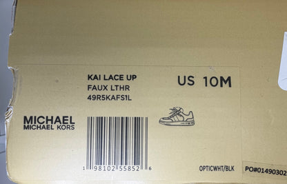 Michael Kors Men's Kai Lace-Up Sneakers – Optic White/Black (Size 10M)