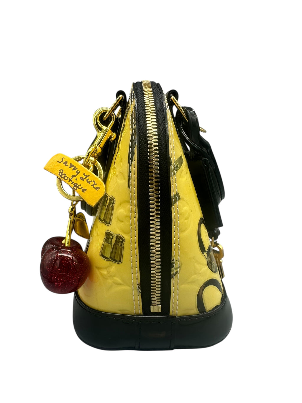 Authentic Louis Vuitton x Richard Prince Limited Edition Alma BB - Monogram Vernis Pulp "Big Cities" Citrine