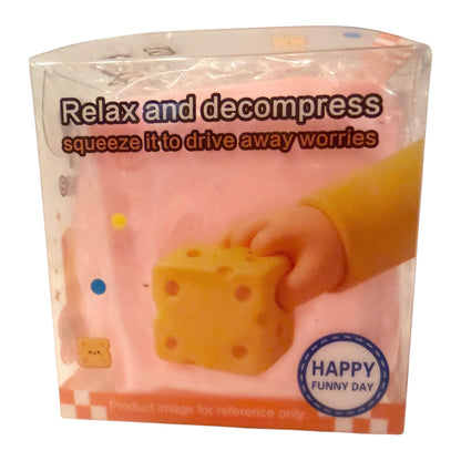 Vaseline-Filled Cheese Squishy Toy, Ultra-Satisfying Sensory Stress Relief Squeeze Fidget 6cm