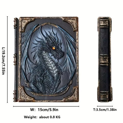 3D Dragon Eye Resin Journal – Handmade Gothic Embossed A5 Notebook, Blank Vintage Fantasy Diary & RPG Spellbook