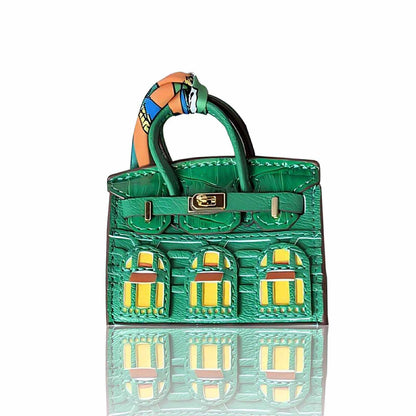 Luxury Boutique Series: Mini "Faubourg" Leather Handbag Charms | Micro-Bag Keychain & Bag Accessory