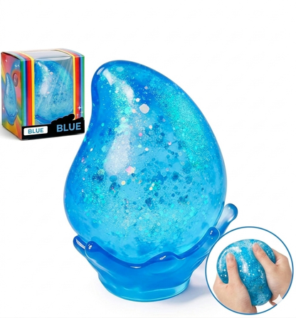 Dream Drop Glitter Slow-Rise Sugar Squish Squeeze Toy w/ Removable Splash Display Stand