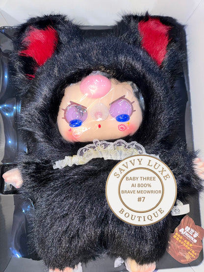 Baby Three Ai 800% Brave Meowrior Black Kitten Plush - Various Eye Styles, Expressions & Accessories