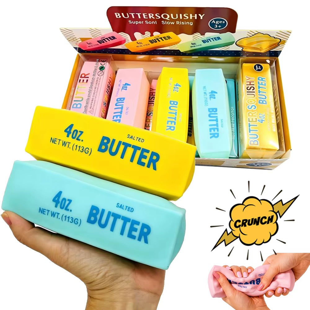 Crunchy Butter Squishy Toy 14cm Building Block & Clay Filled Sensory Fidget Toy Stress Relief