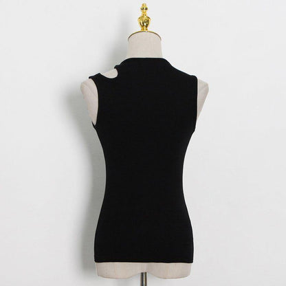 Forbidden Asymmetric Black Cut-Out Top