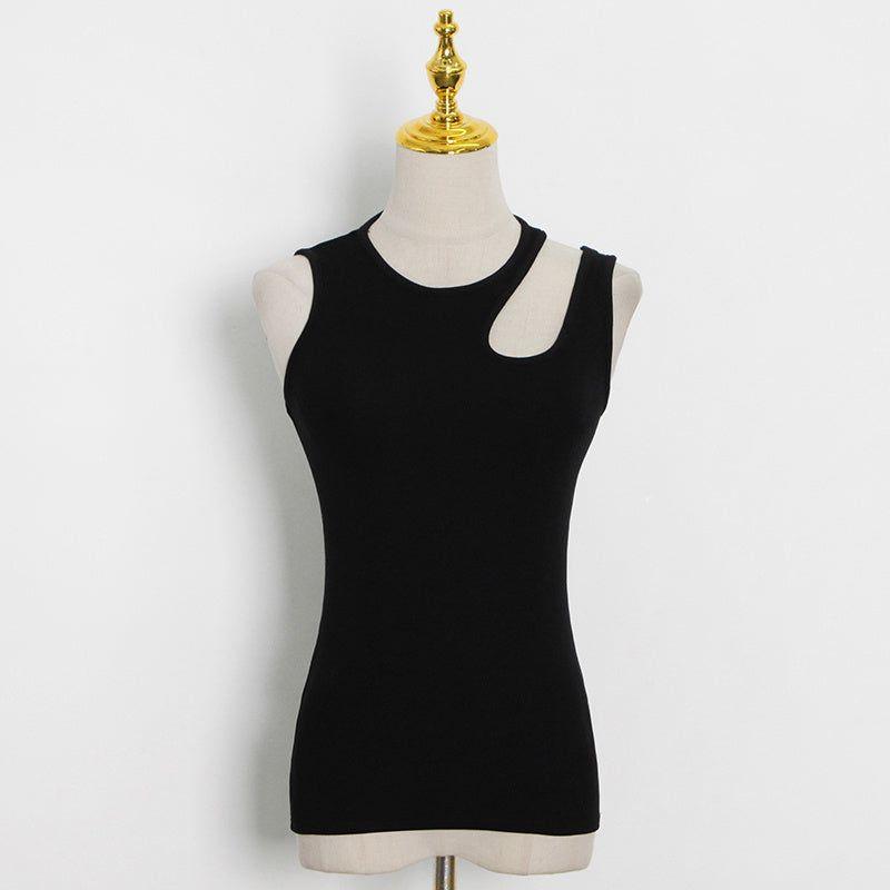Forbidden Asymmetric Black Cut-Out Top