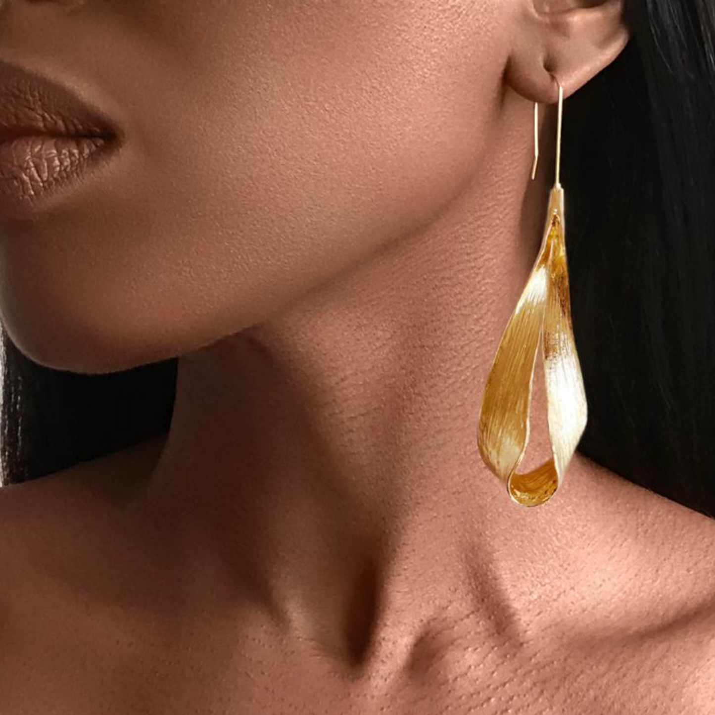 Golden Calla Long Drop Earrings