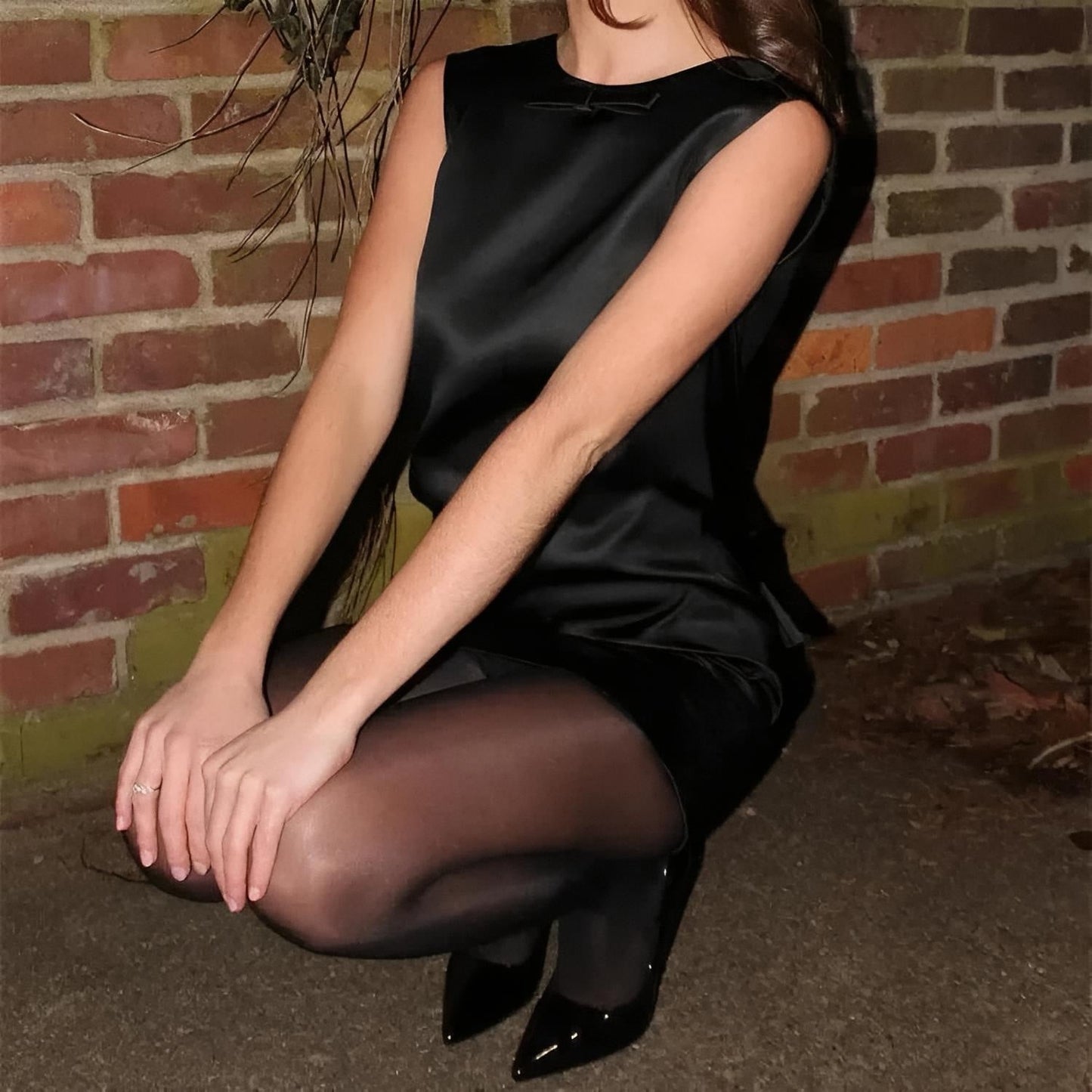 Day Dreamer Bow Backless Satin Black Mini Dress