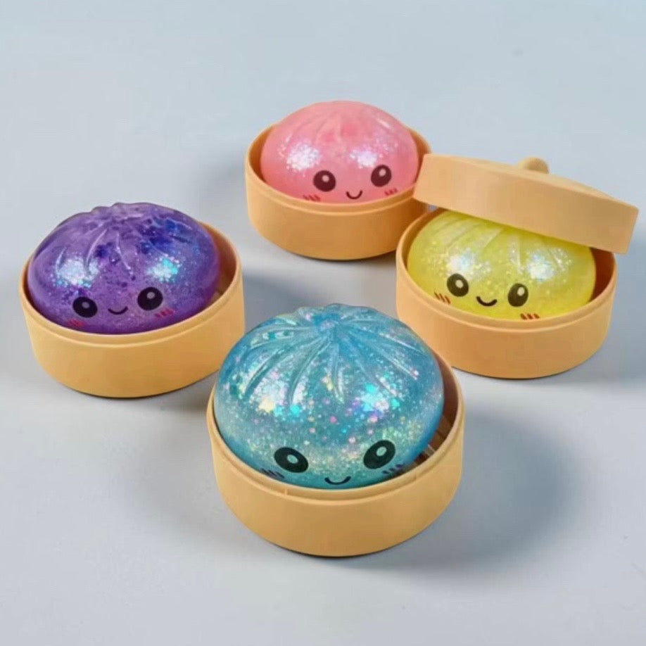 Rainbow Glitter Dumplings - Sugar Squish Squeeze 8.5cm (3.35”) Mystery Buns!