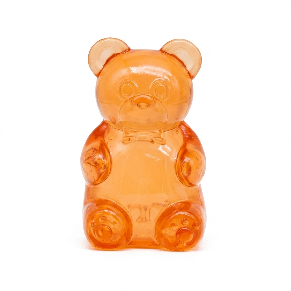 Gummy Bear Sugar Squishy Toy, Ultra-Stretch Clear TPE Sensory Stress Relief Toy, Translucent Jelly Bear Fidget 3”