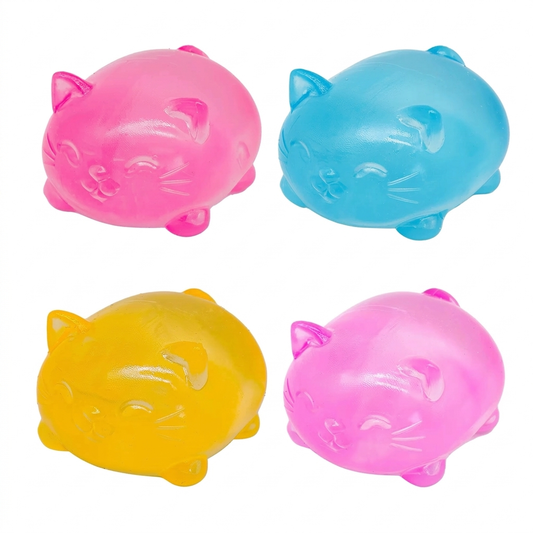 Cute Kitty Cat Maltose Sugar Squishy Toy Translucent Jelly Squeeze Stress Reliever Slow Rising Kawaii Cat Healing Vent Toy for Kids & Adults