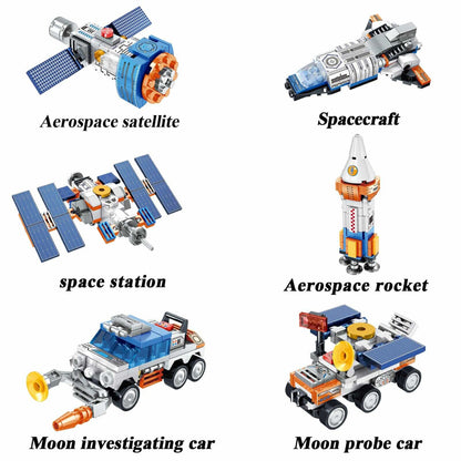 Space Corps Transforming Robot Building Block Toy Set, 6 in-1, 644 PCs