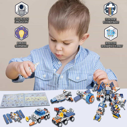 Space Corps Transforming Robot Building Block Toy Set, 6 in-1, 644 PCs