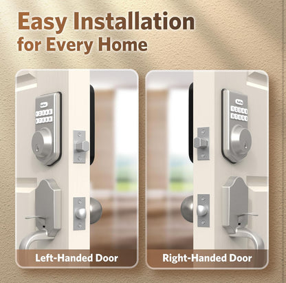 Smart Keyless Entry Door Lock Set – Fingerprint-Resistant Keypad Deadbolt with Lever Handle & Auto-Lock (Satin Nickel)