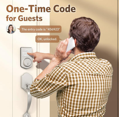 Smart Keyless Entry Door Lock Set – Fingerprint-Resistant Keypad Deadbolt with Lever Handle & Auto-Lock (Satin Nickel)