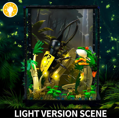 STEM BNG Insect Frog Terrarium Tropical LED Light Building Block Brick Set, 889 pcs